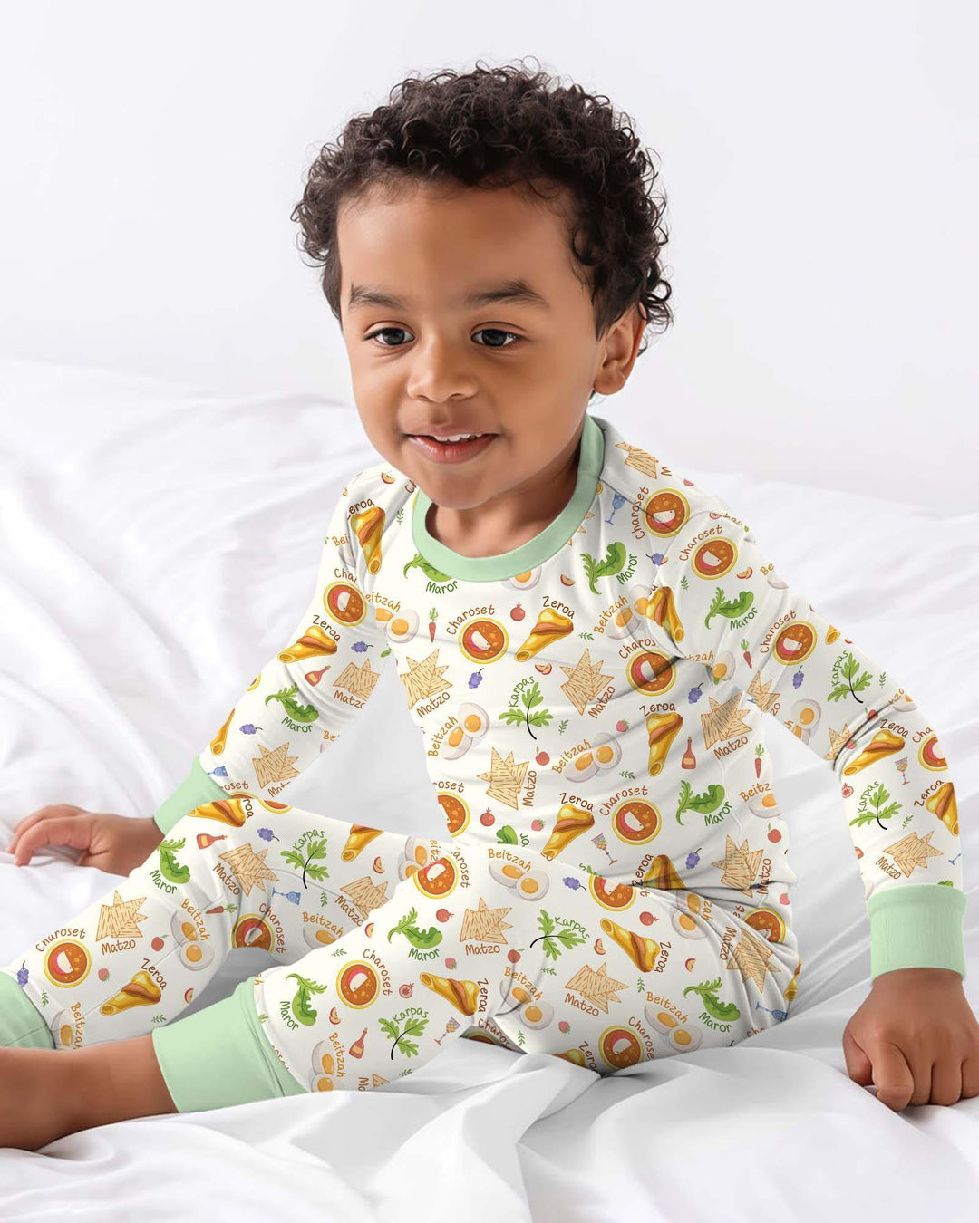 Happy Passover Family Matching Bamboo Two Piece Long Sleeve Pajama Set