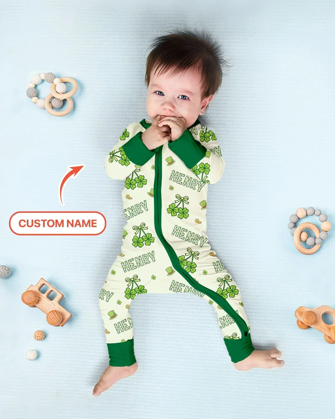 Custom Name Lucky Little Shamrock Bamboo Convertible Zippy