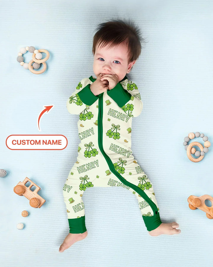 Custom Name Lucky Little Shamrock Bamboo Convertible Zippy