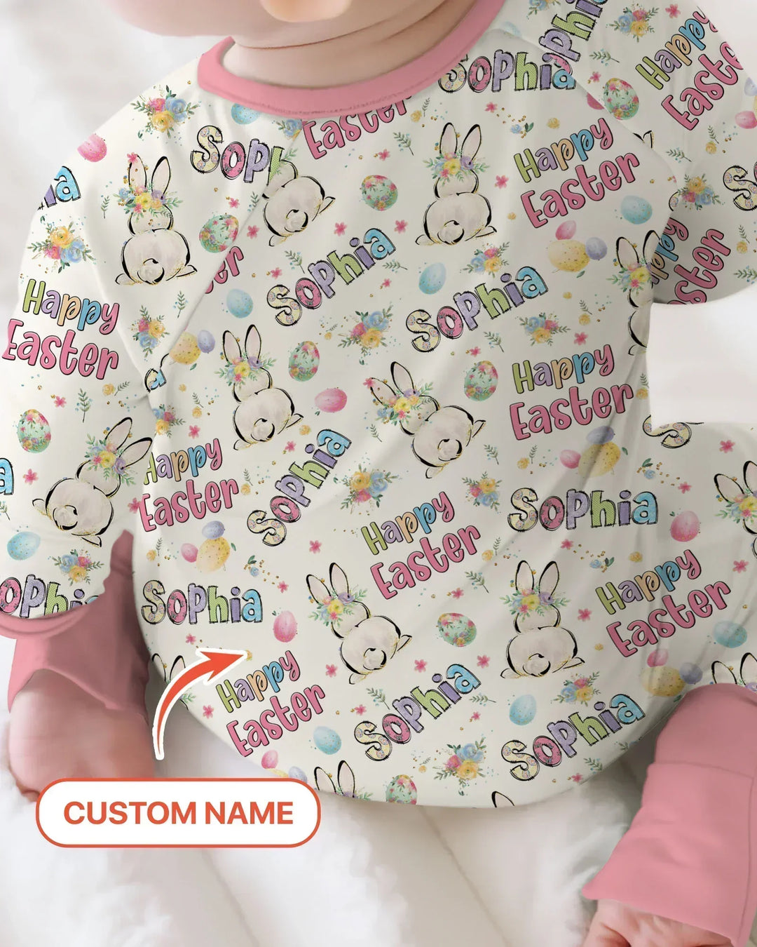Personalized Happy Easter Bunny Bamboo Convertible Zippy
