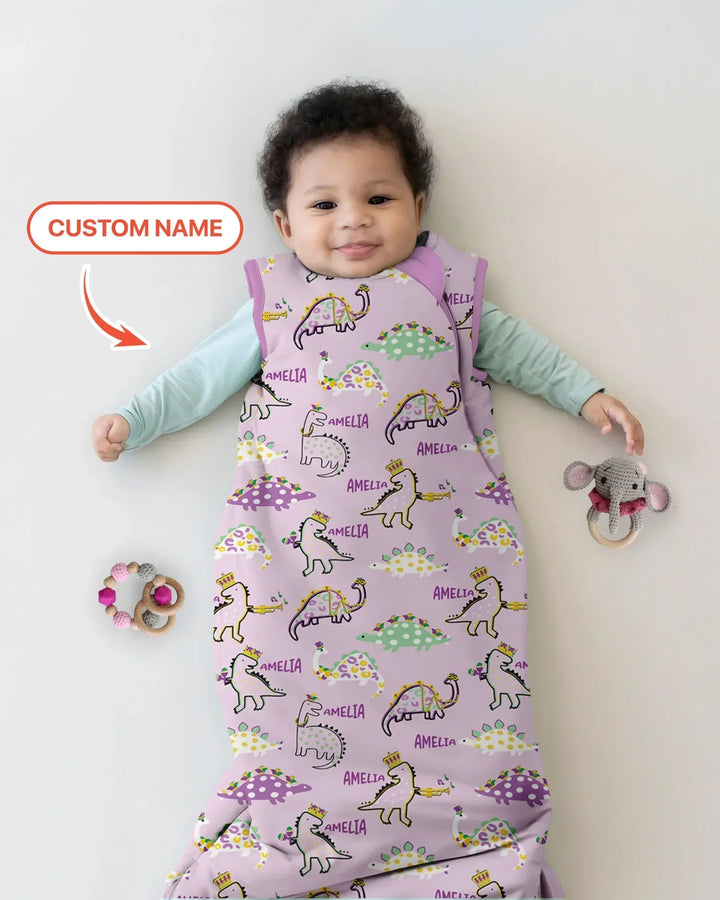 Custom Name Mardi Gras Saurus Bamboo Sleep Bag