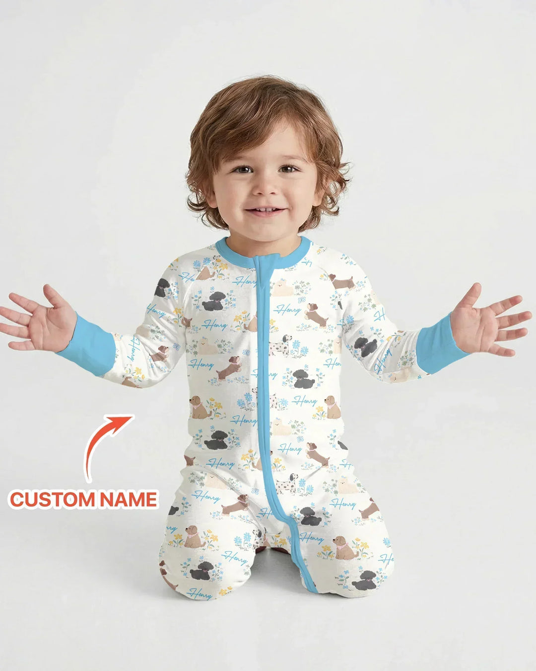 Custom Name Flower Dogs Bamboo Convertible Zippy