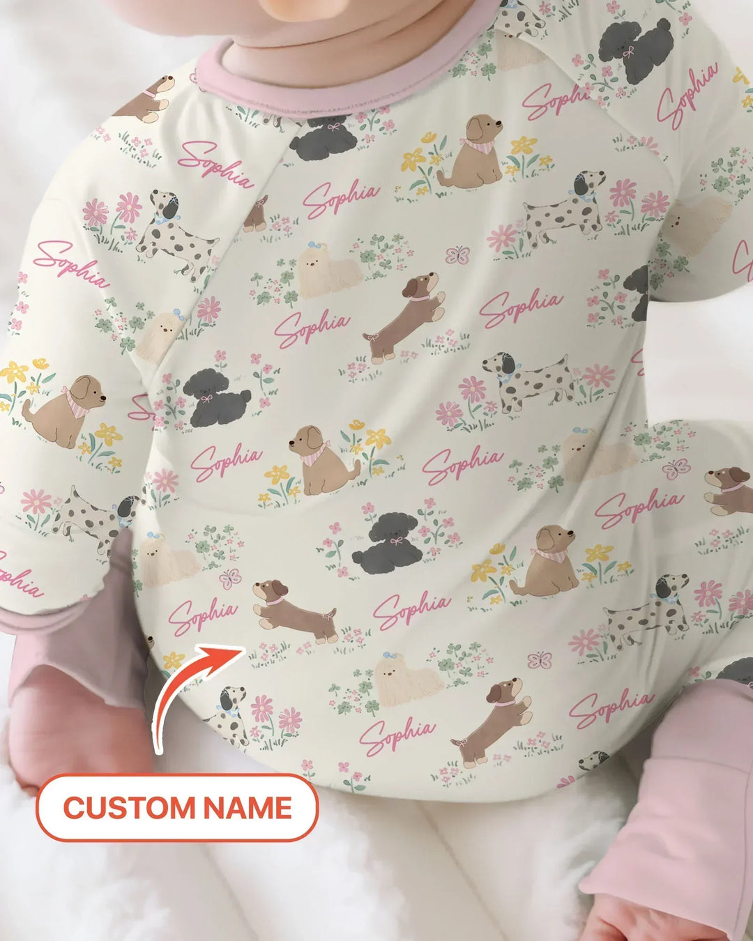 Custom Name Flower Dogs Bamboo Convertible Zippy