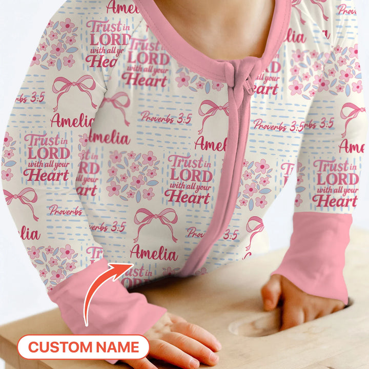 Trust The Lord With All Your Heart Custom Name Bamboo Convertible Zippy
