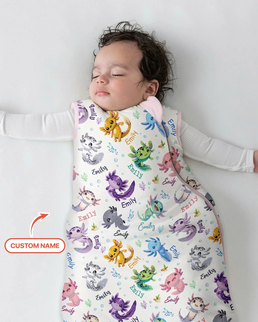 I Love You Axolotl Custom Name Bamboo Sleep Bag