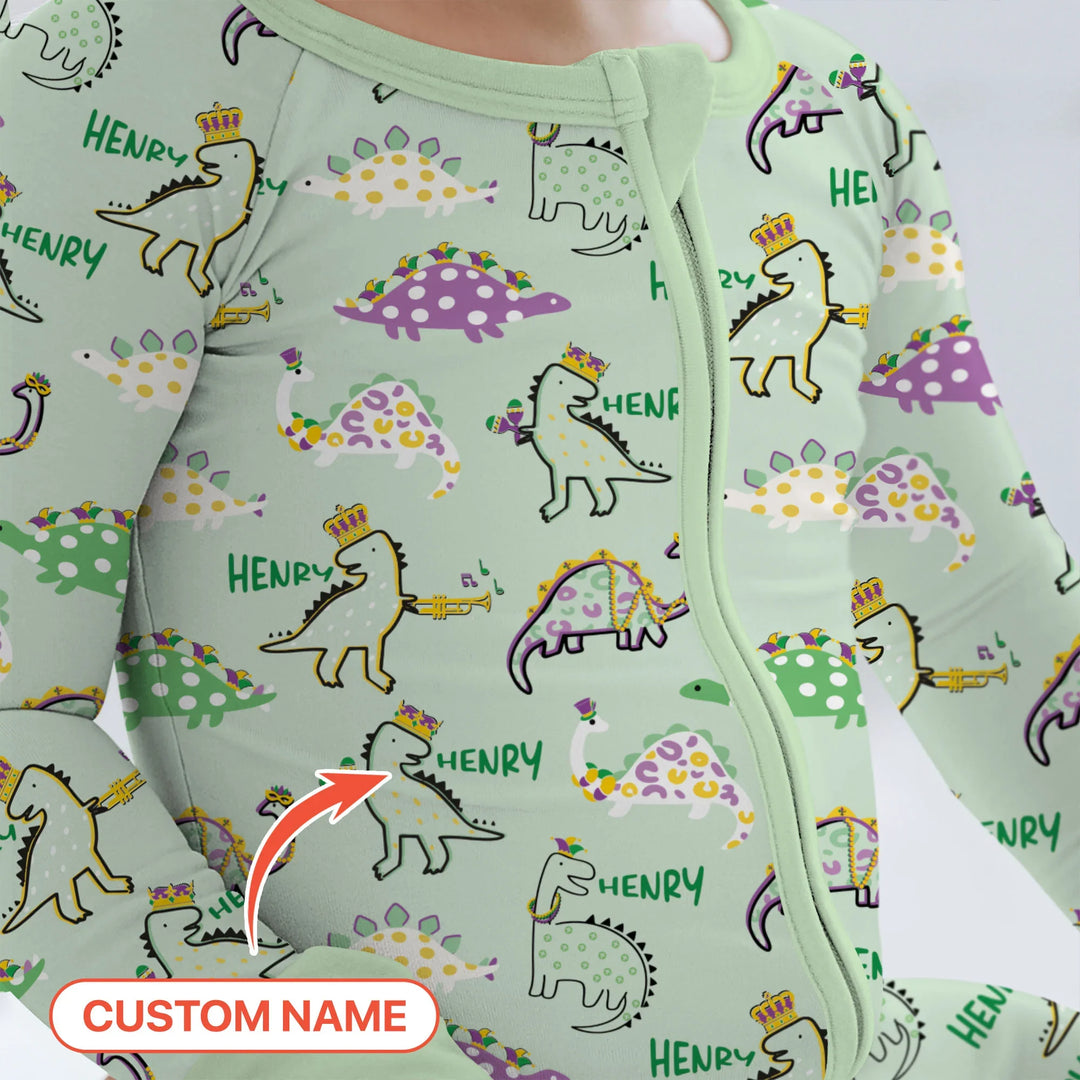 Custom Name Mardi Gras Saurus Bamboo Convertible Zippy