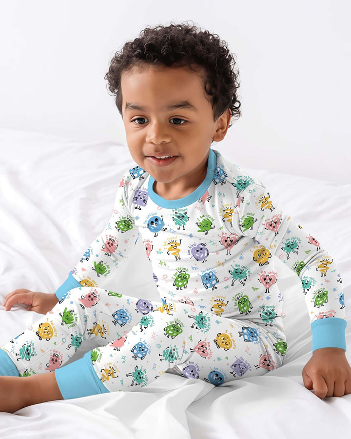 Positive Affirmations Bamboo Two Piece Long Sleeve Pajama Set