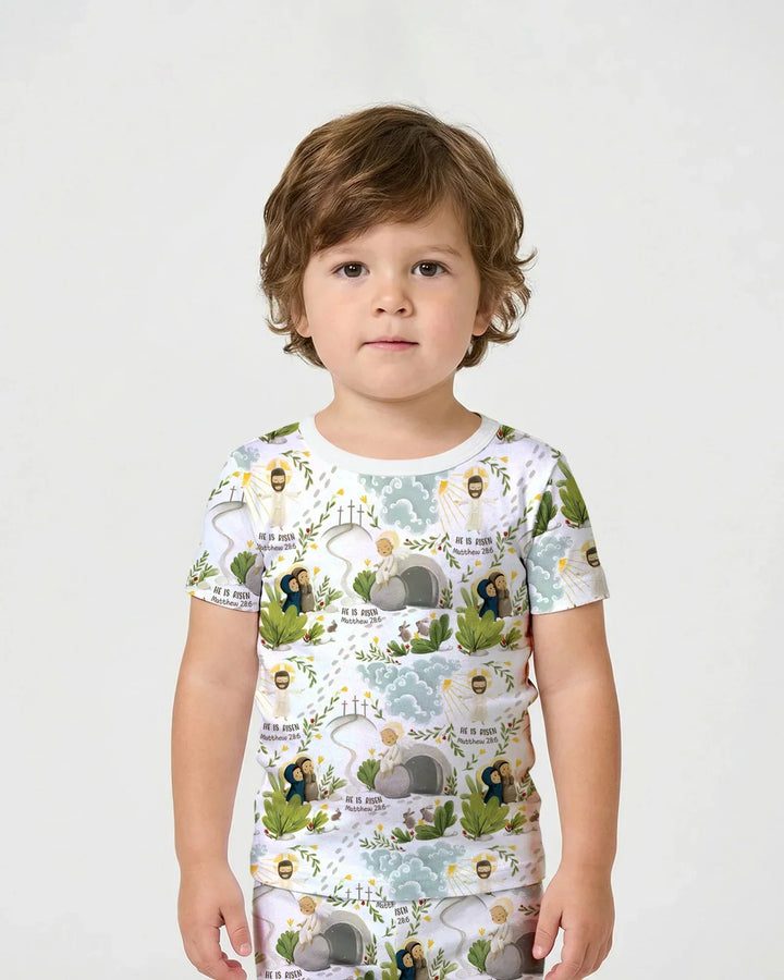 He Is Risen Two Piece Short Sleeve Shorts Pajama Set