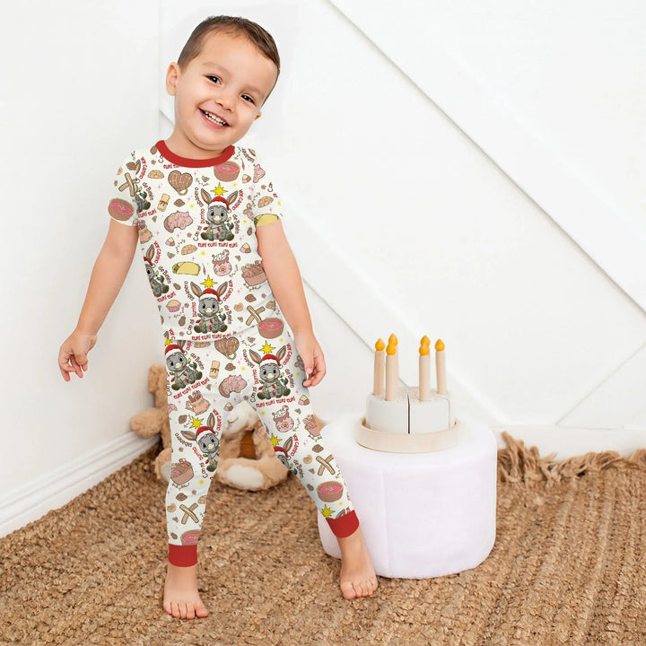 Feliz Navidad Two Piece Short Sleeve Pajama Set , Feliz Navidad Two Piece Short Sleeve Pajama Set - 12-18M