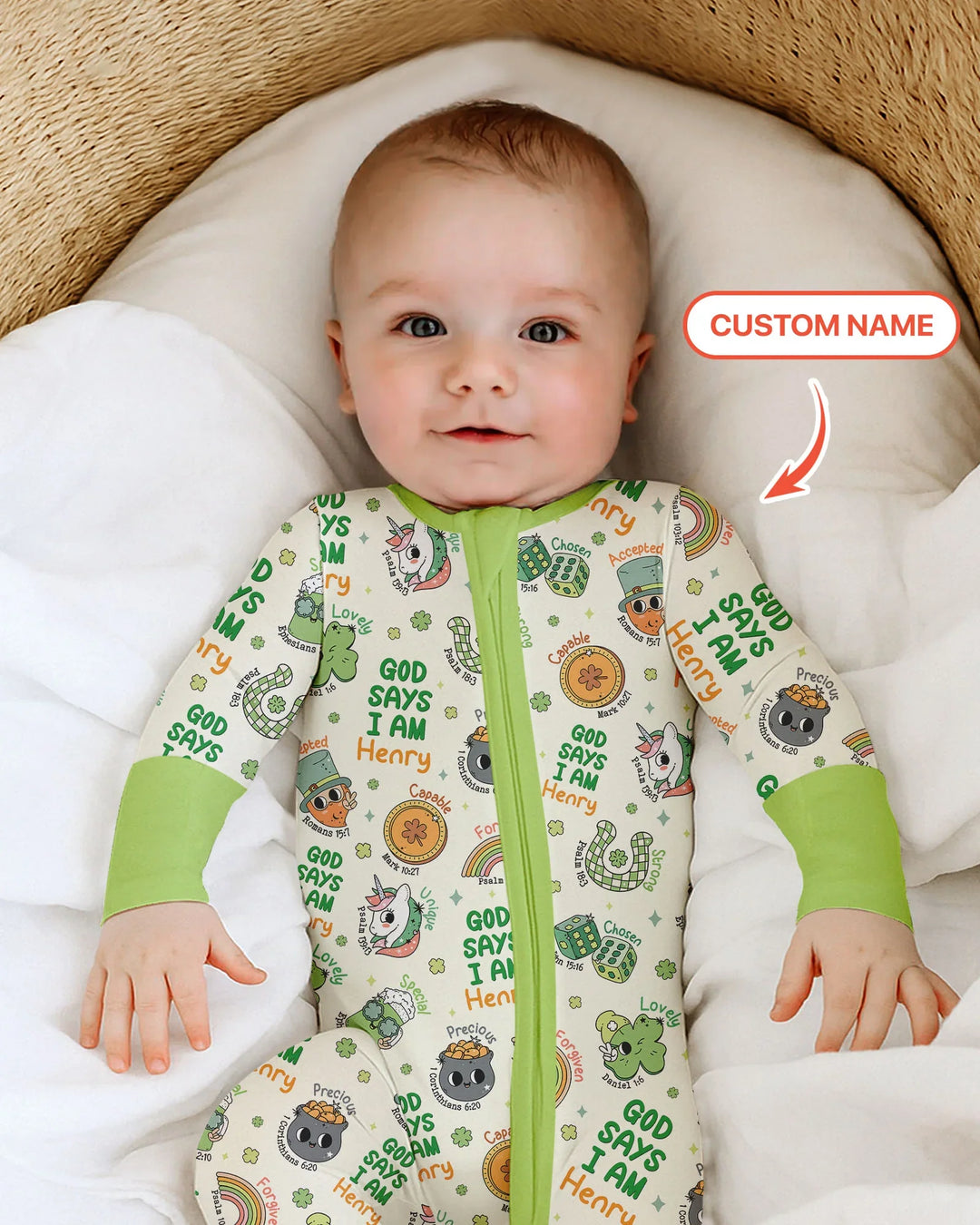 Personalized God Says I Am St. Patrick's Day Family Matching Bamboo Convertible Zippy