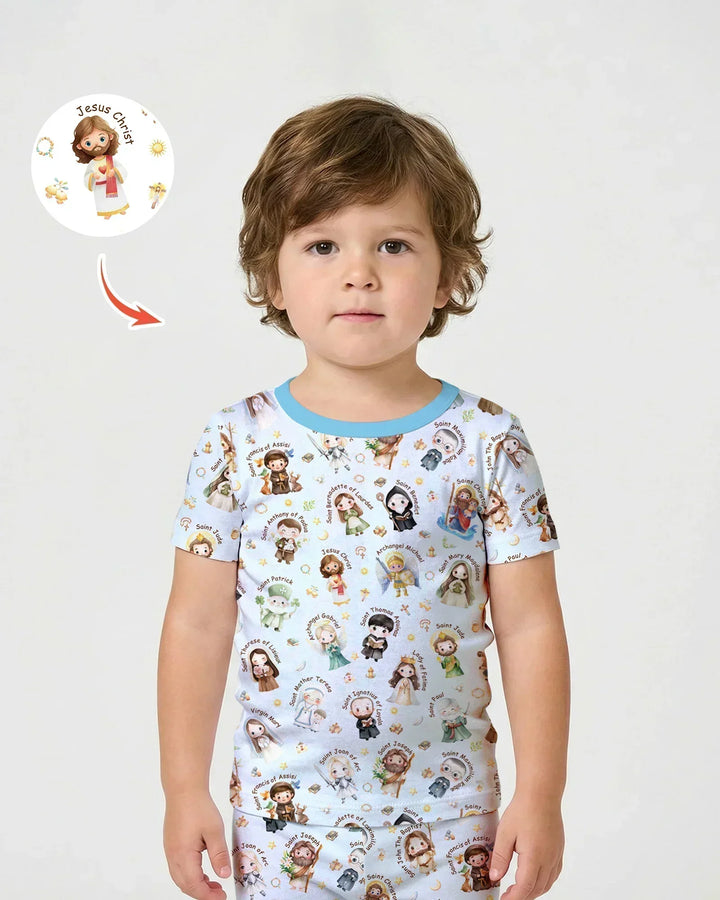 Little Saints Bamboo Two Piece Short Sleeve Shorts Pajama Set