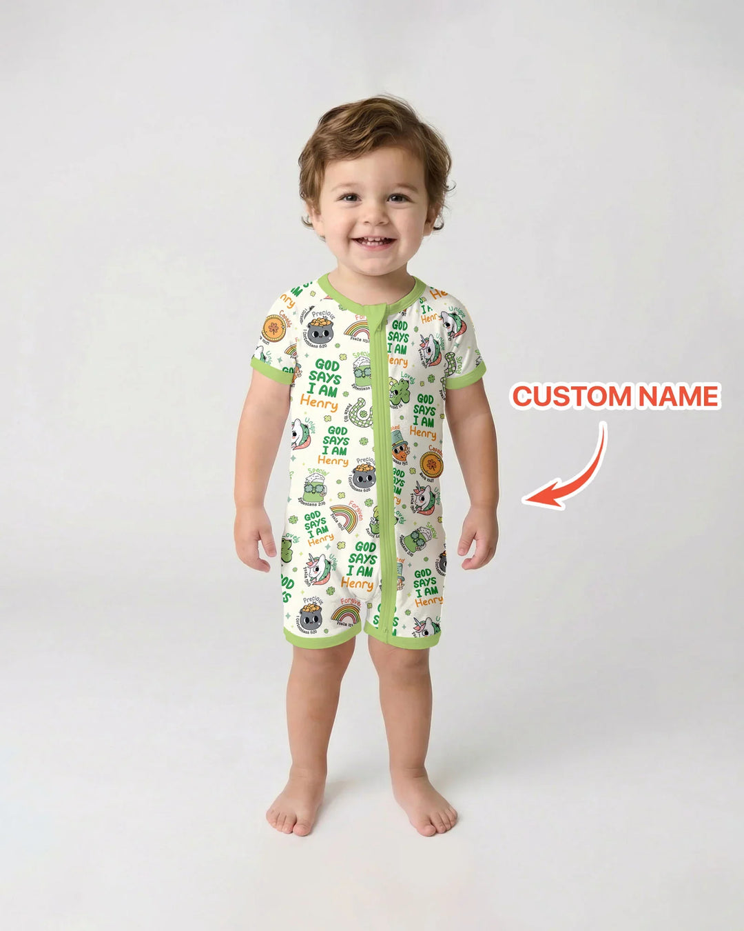 Personalized God Says I Am St. Patrick's Day Family Matching Bamboo Shorty Zippy