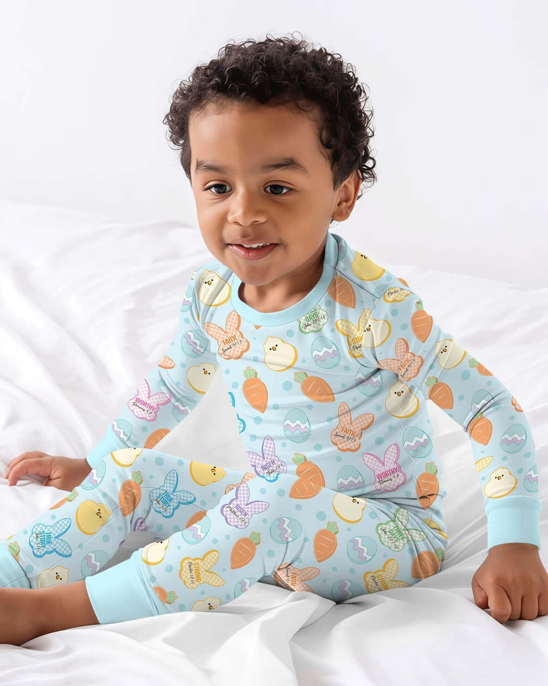 Easter Christian Bunny Bamboo Two Piece Long Sleeve Pajama Set
