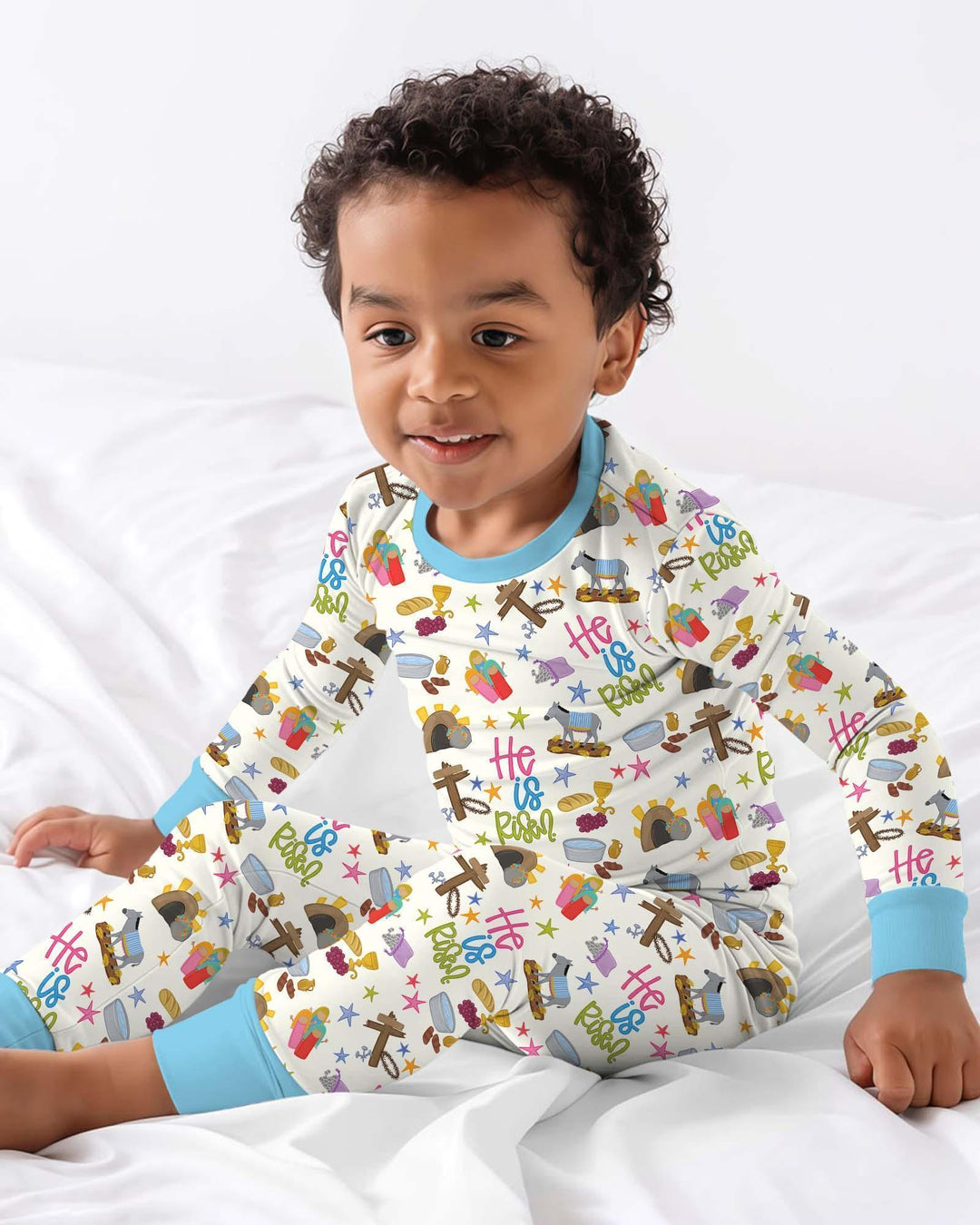 Bible Story Easter Family Matching Bamboo Two Piece Long Sleeve Pajama Set