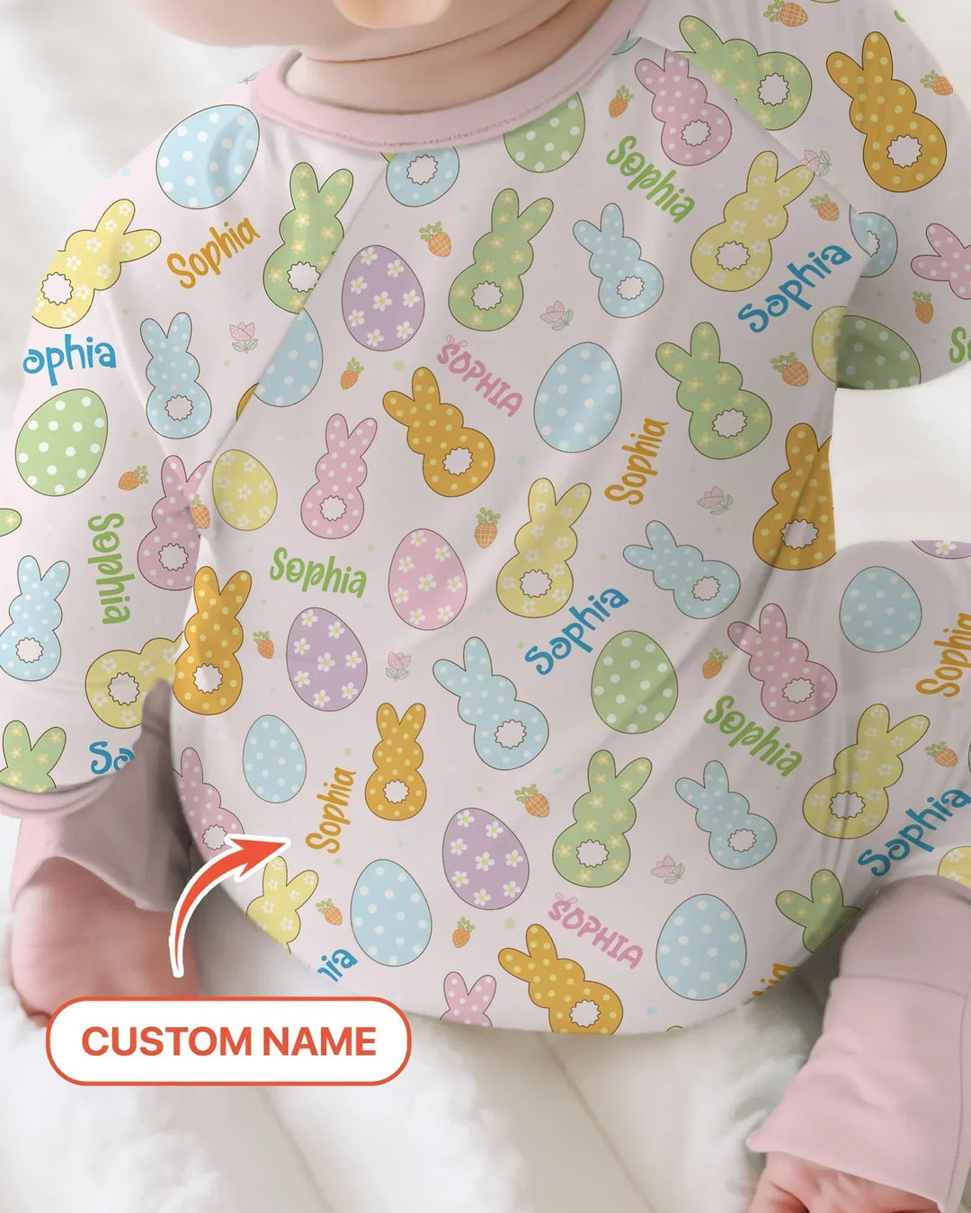 Custom Name Spring Pastel Easter Bamboo Convertible Zippy