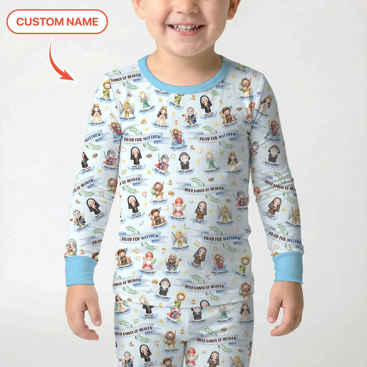 Holy Saints of Heaven Custom Name Bamboo Two Piece Long Sleeve Pajama Set