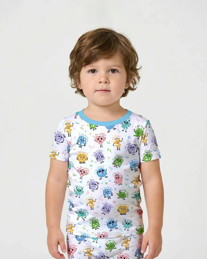 Positive Affirmations Bamboo Two Piece Short Sleeve Shorts Pajama Set