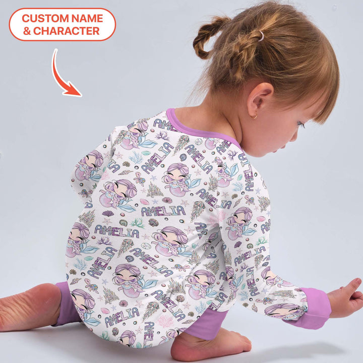 Custom Name Doodle Little Mermaid Bamboo Convertible Zippy
