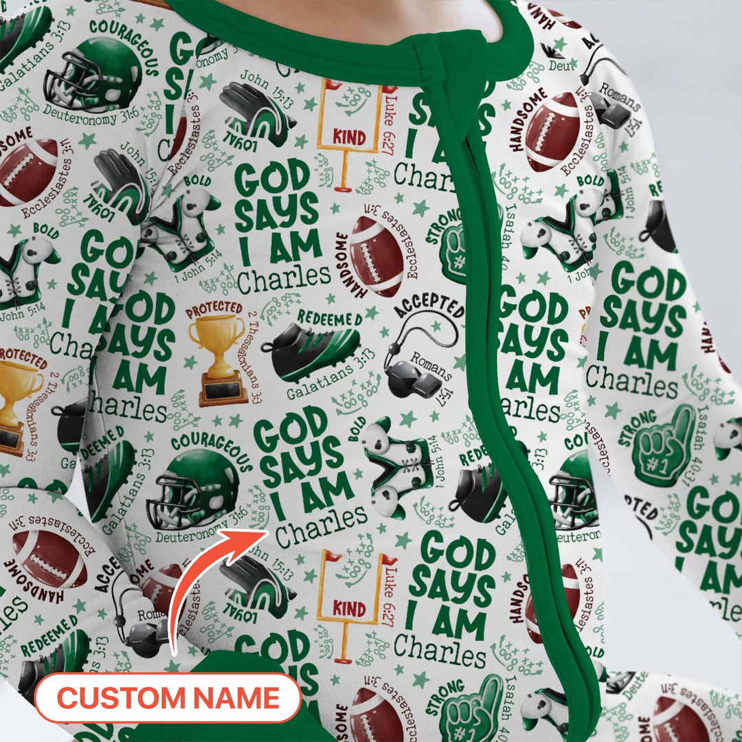 God Says I Am Touch Down Time Custom Name Bamboo Convertible Zippy