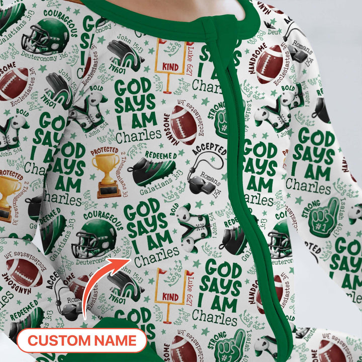 God Says I Am Touch Down Time Custom Name Bamboo Convertible Zippy