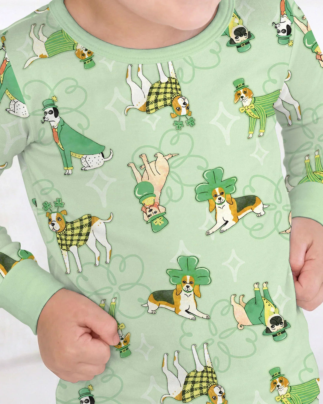 St. Patrick's Day Puppies Bamboo Two Piece Long Sleeve Pajama Set