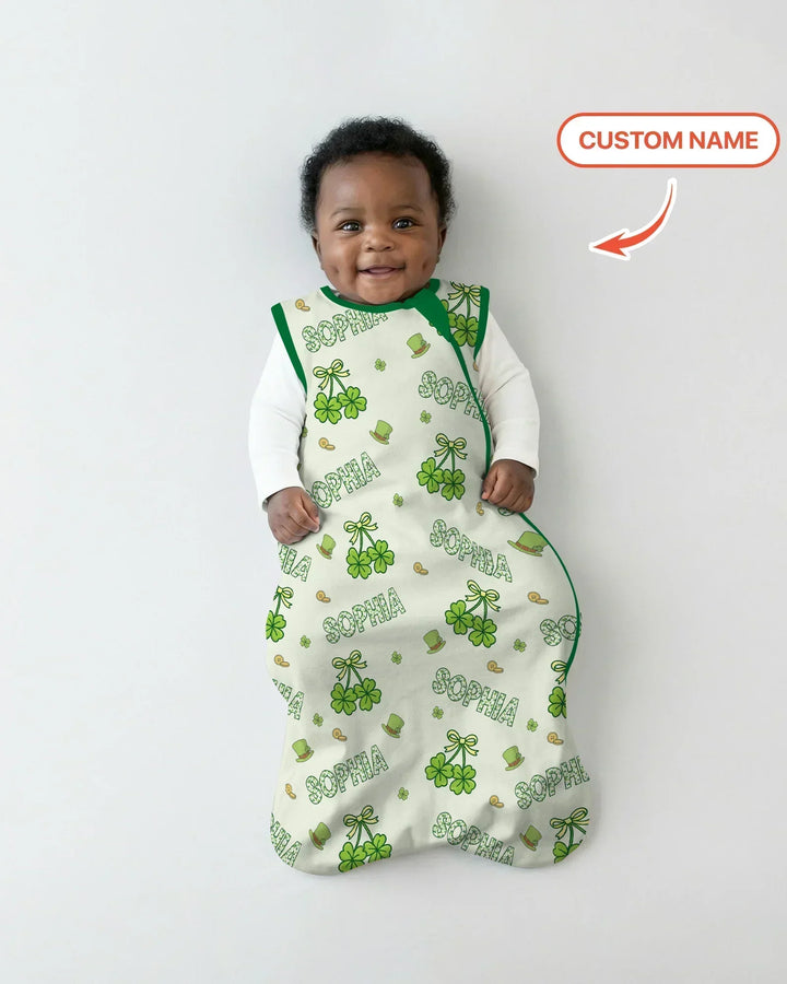 Custom Name Lucky Little Shamrock Bamboo Sleep Bag