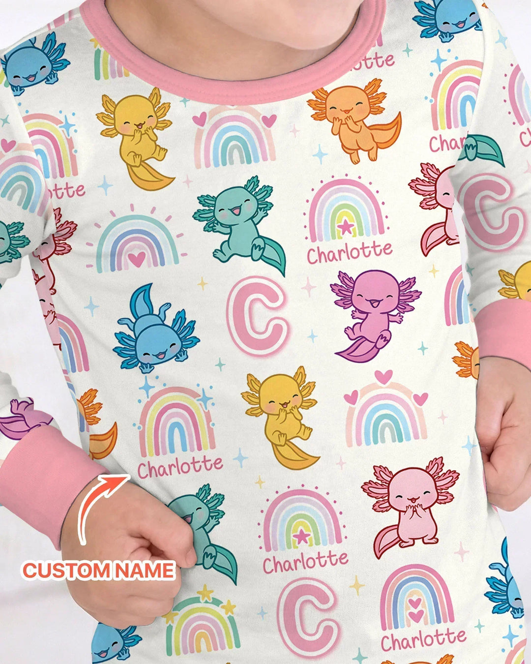 Axololt Custom Name Bamboo Two Piece Long Sleeve Pajama Set