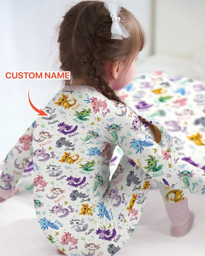 I Love You Axolotl Custom Name Bamboo Convertible Zippy