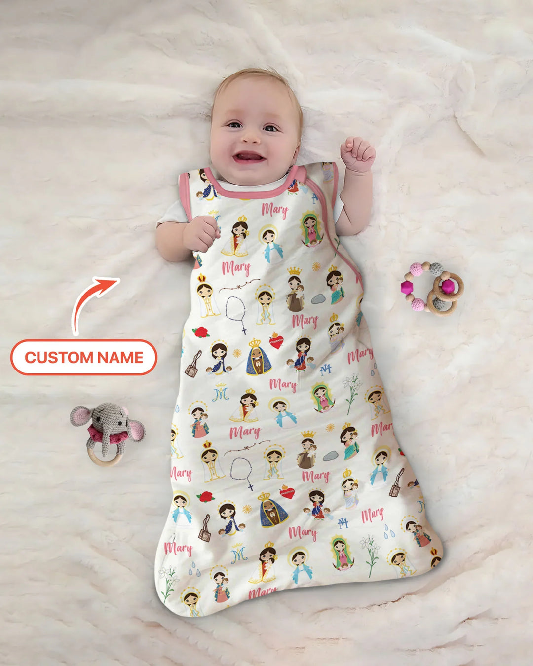Custom Name Mother Mary Bamboo Sleep Bag