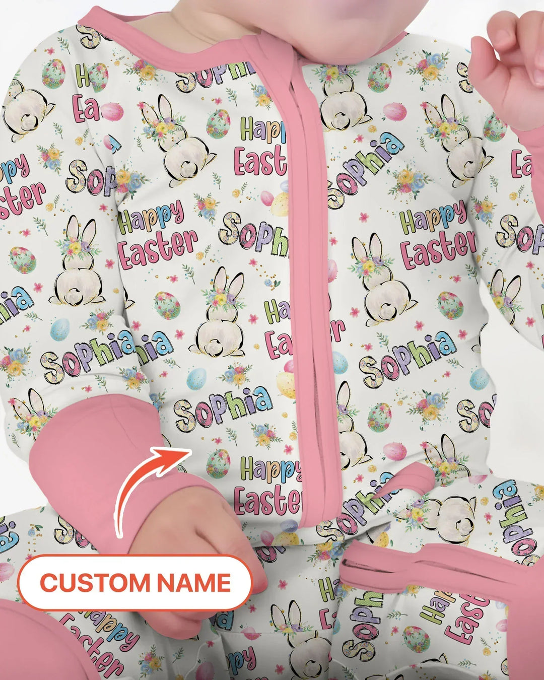 Personalized Happy Easter Bunny Bamboo Convertible Zippy