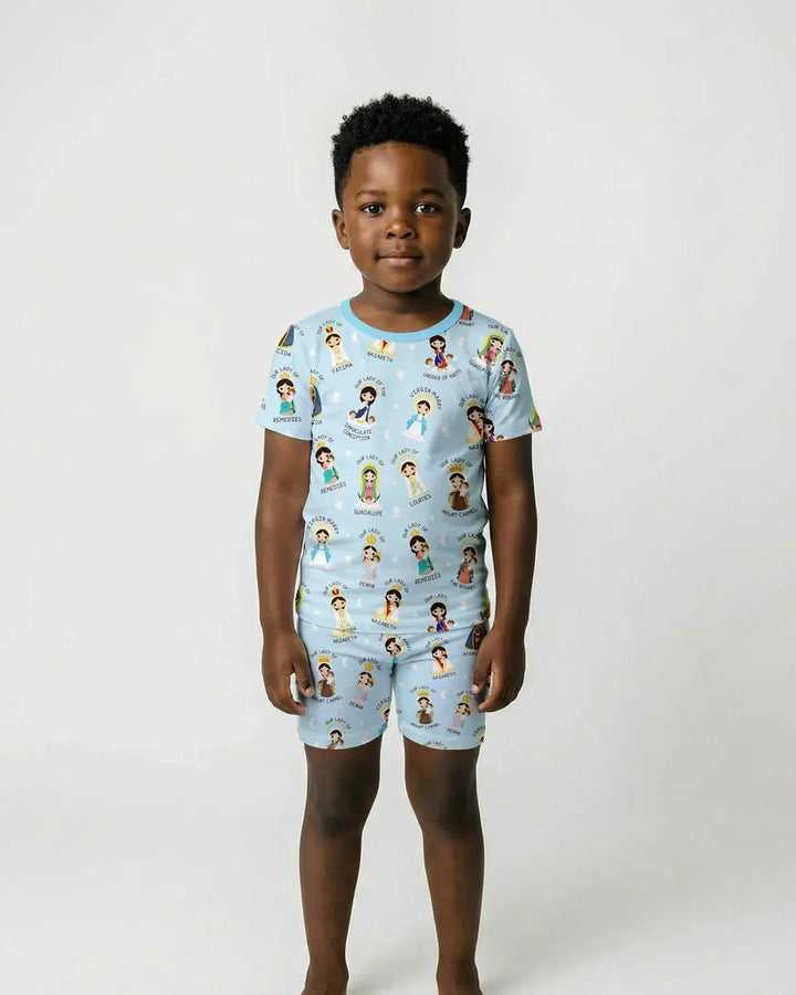 Little Marian Blessings Bamboo Two Piece Short Sleeve Shorts Pajama Set