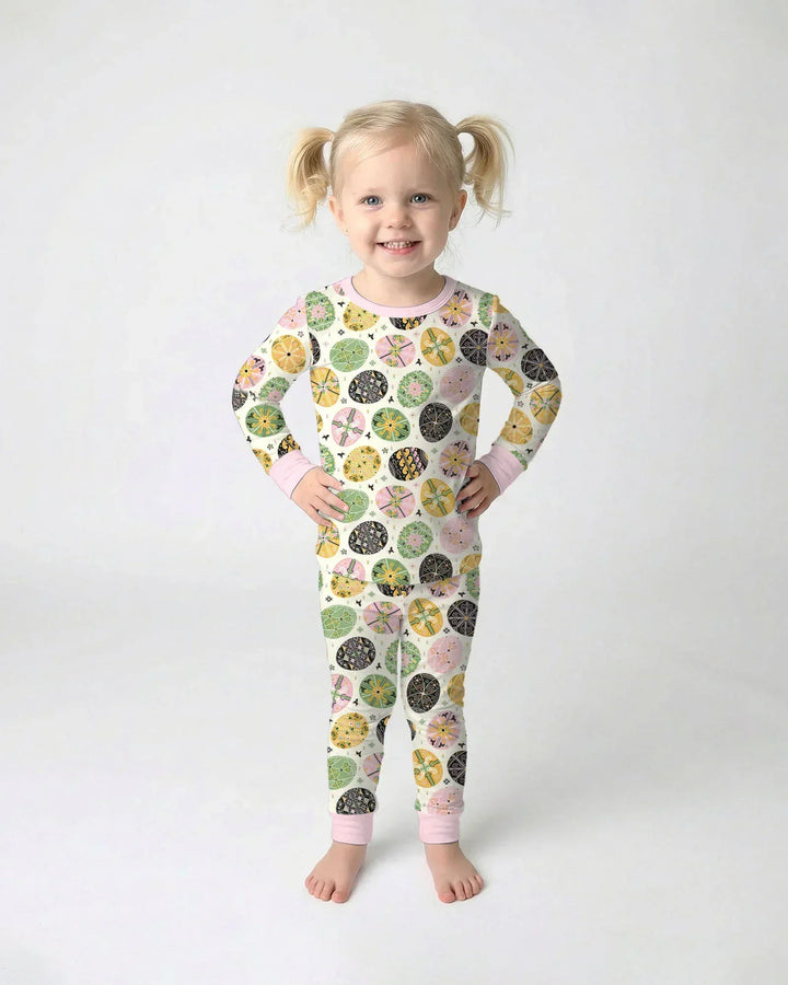Pysanky Eggs Family Matching Bamboo Two Piece Long Sleeve Pajama Set