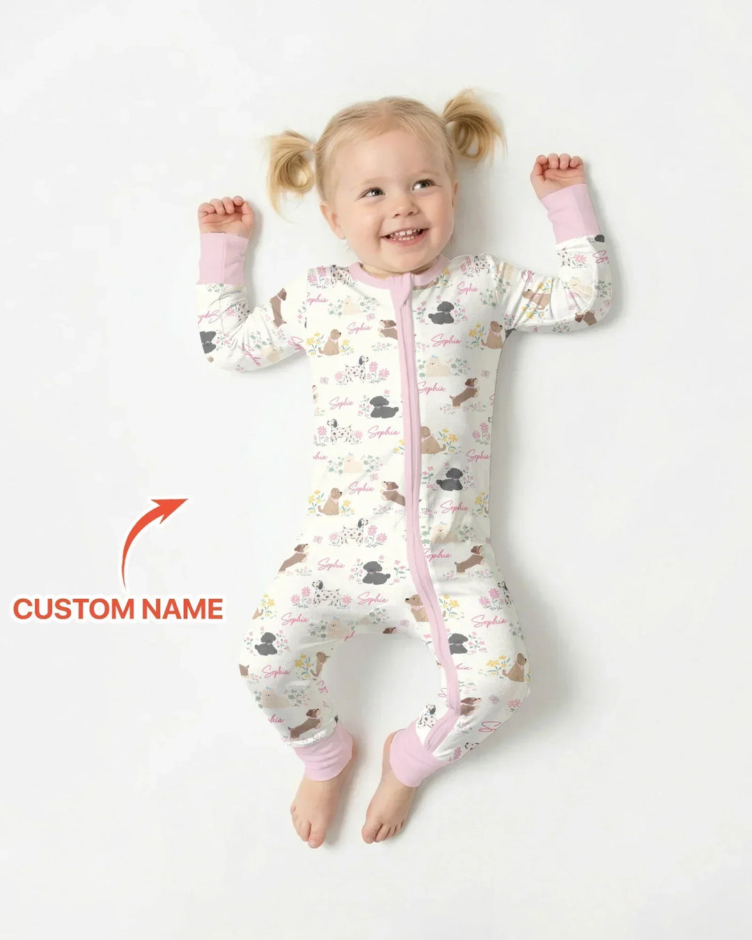 Custom Name Flower Dogs Bamboo Convertible Zippy