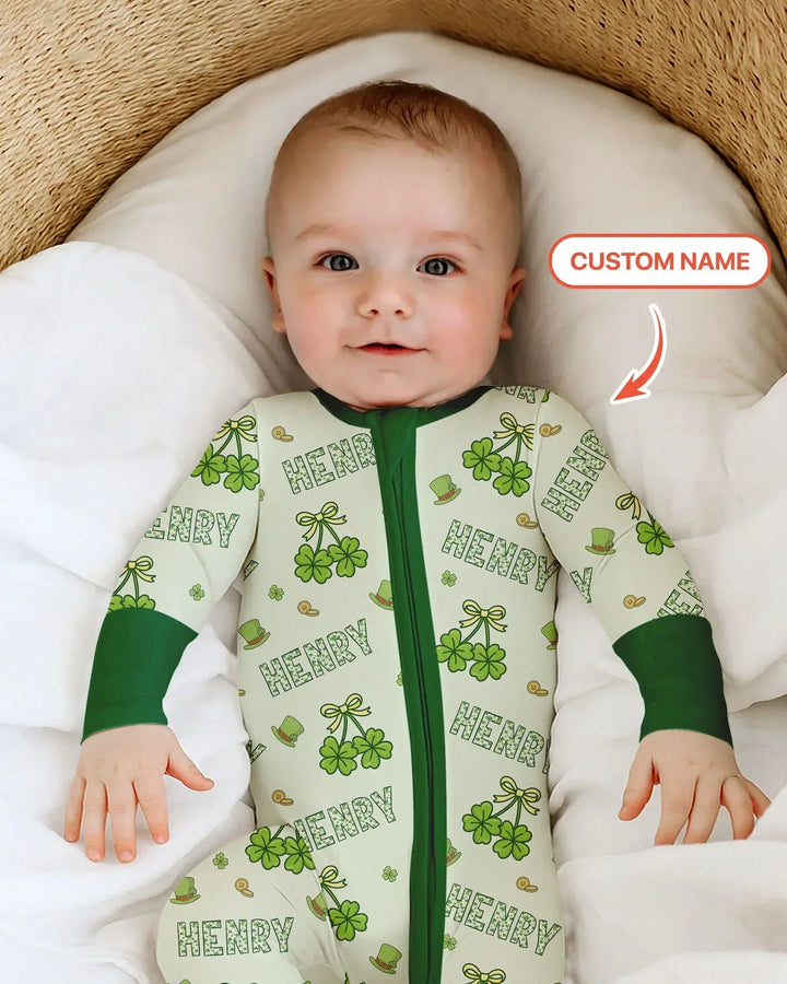 Custom Name Lucky Little Shamrock Bamboo Convertible Zippy