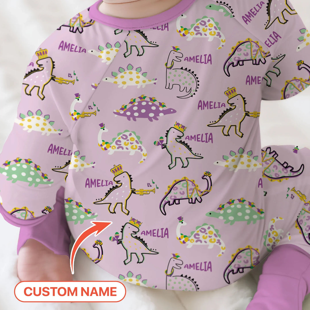 Custom Name Mardi Gras Saurus Bamboo Convertible Zippy