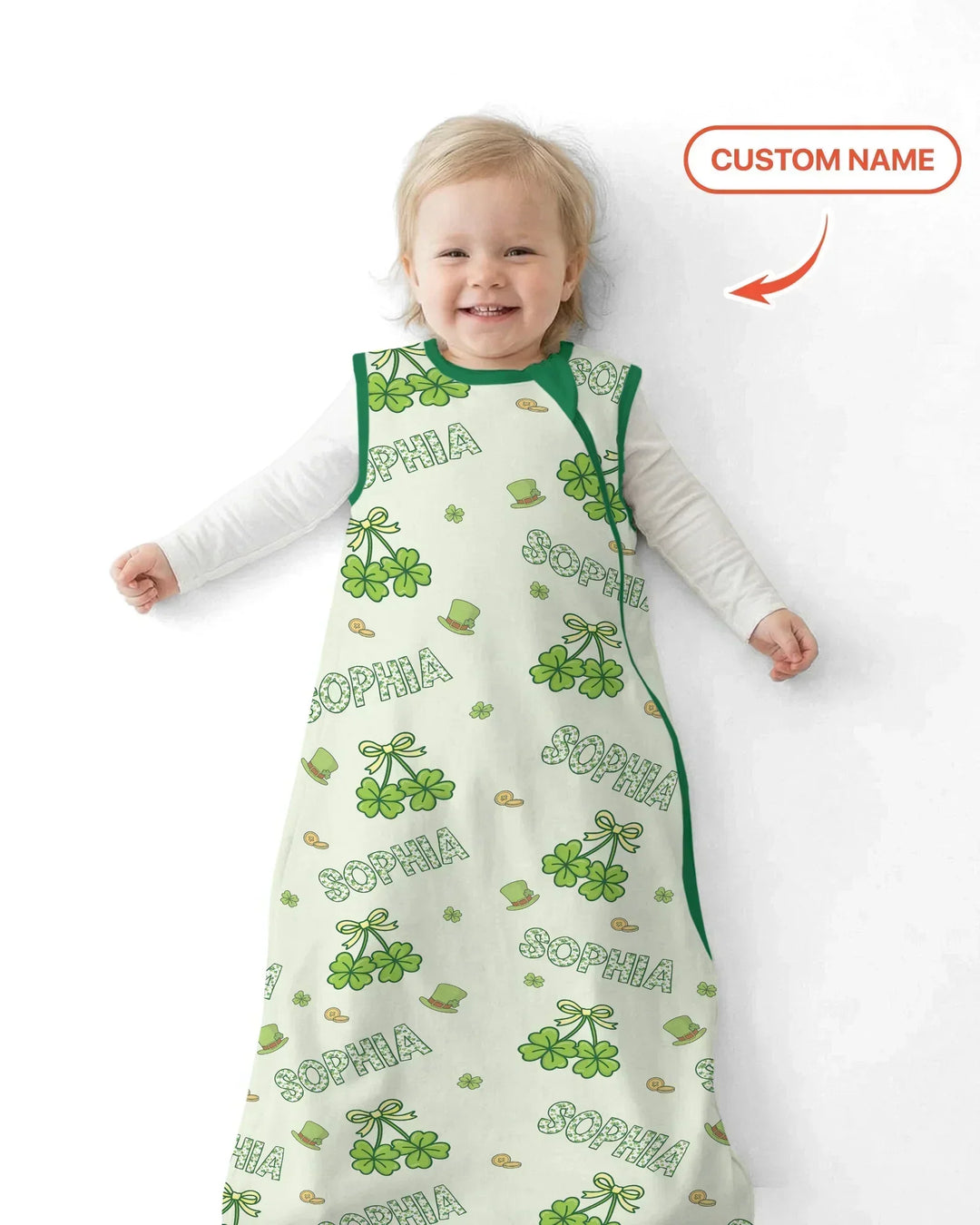 Custom Name Lucky Little Shamrock Bamboo Sleep Bag