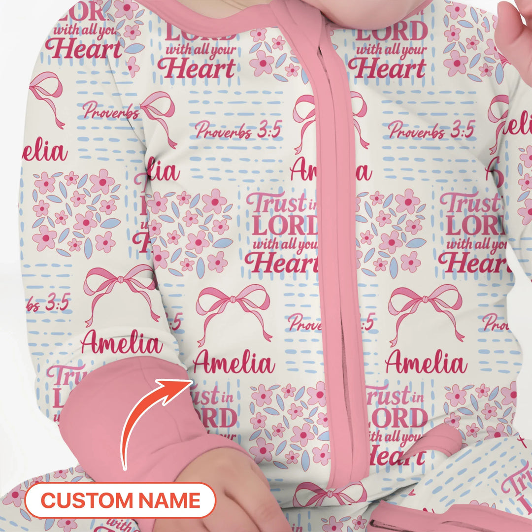 Trust The Lord With All Your Heart Custom Name Bamboo Convertible Zippy