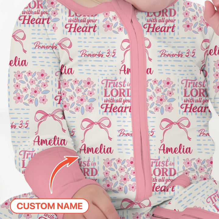 Trust The Lord With All Your Heart Custom Name Bamboo Convertible Zippy