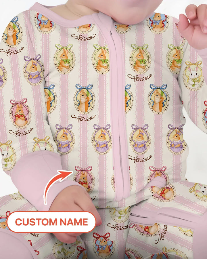 Custom Name Vintage Easter Bunny Bamboo Convertible Zippy