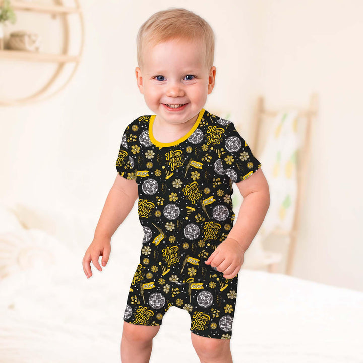 Disco New Years Eve Bamboo Two Piece Short Sleeve Shorts Pajama Set