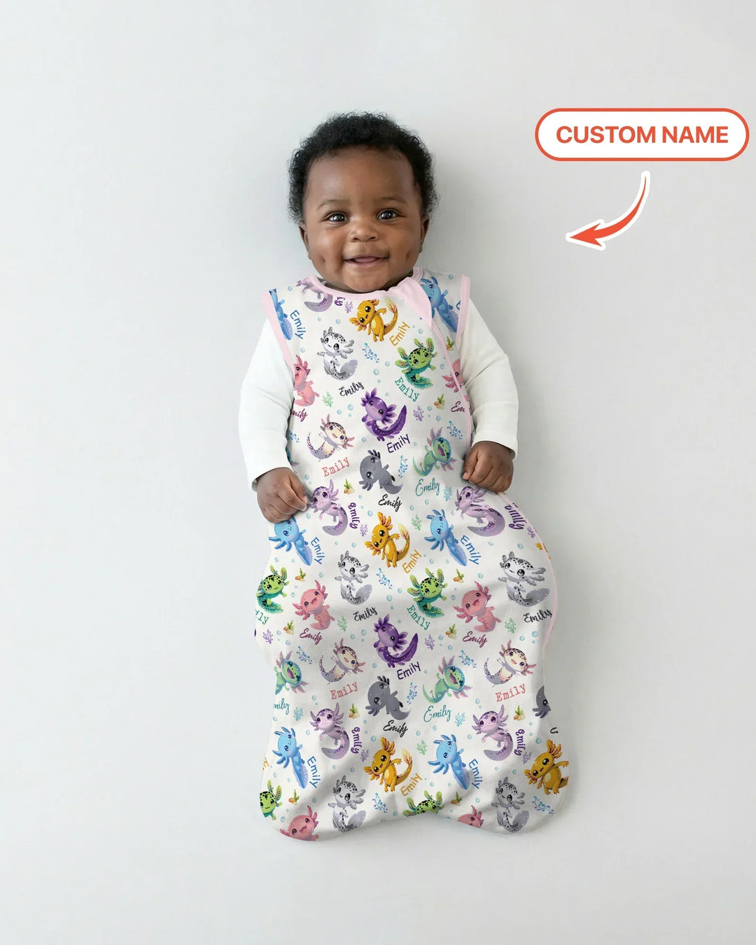 I Love You Axolotl Custom Name Bamboo Sleep Bag