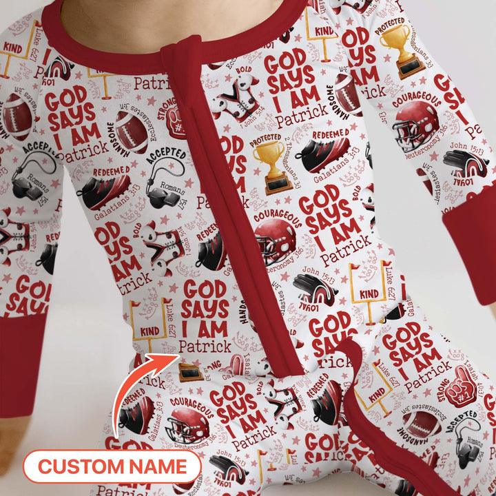 God Says I Am Touch Down Time Custom Name Bamboo Convertible Zippy