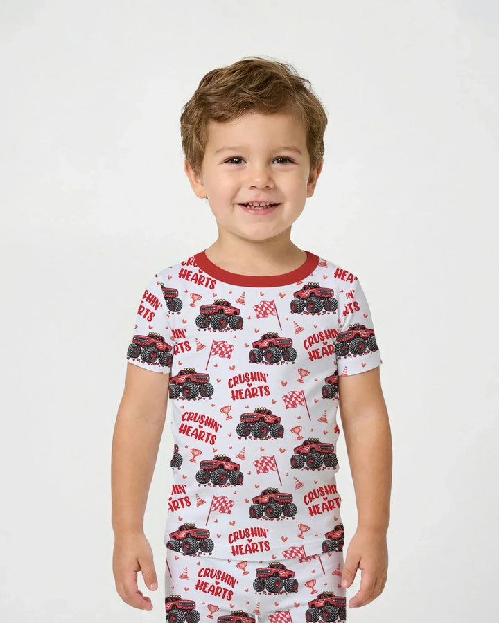 Crushin Hearts Bamboo Two Piece Short Sleeve Pajama Set