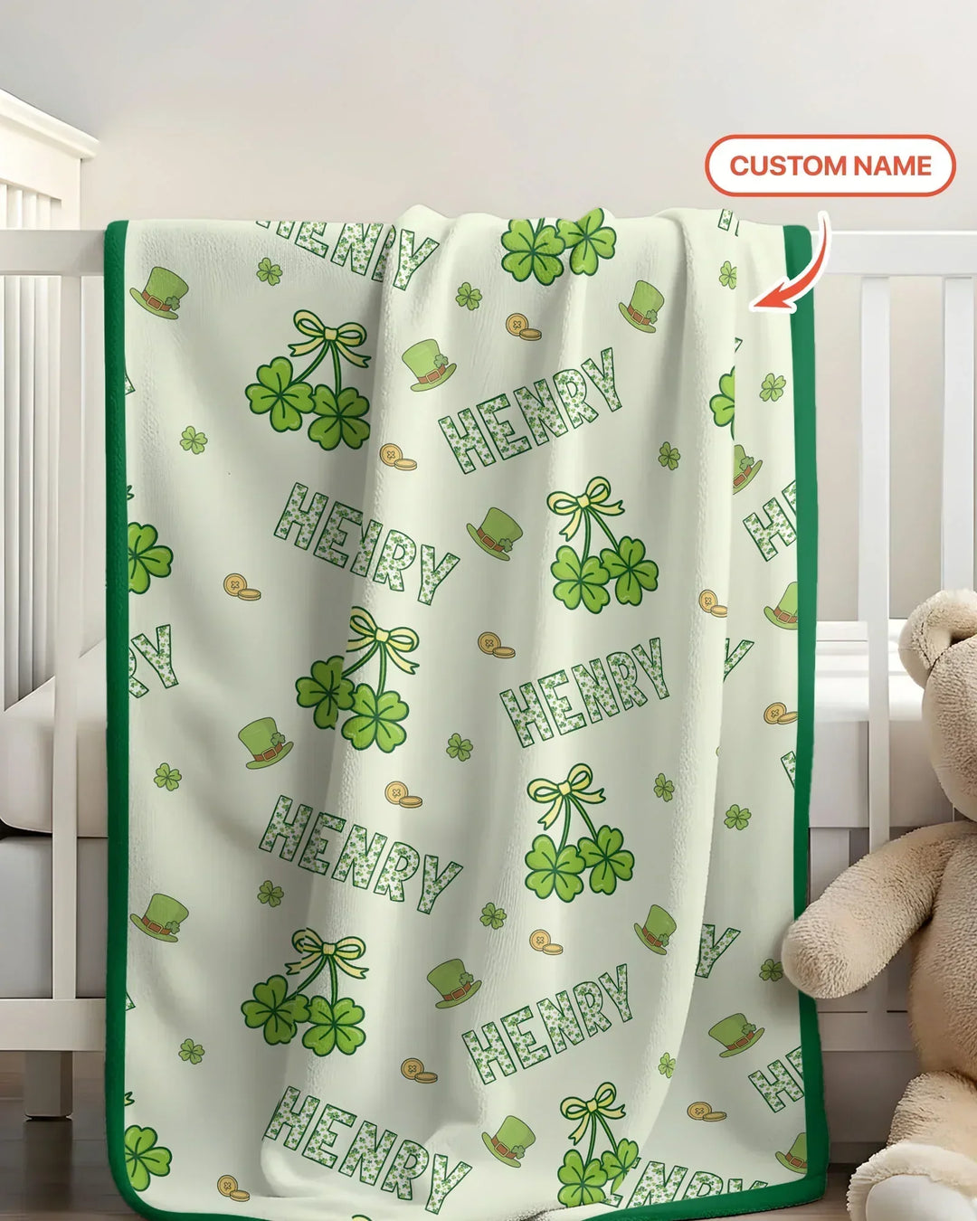 Custom Name Lucky Little Shamrock Bamboo Blanket
