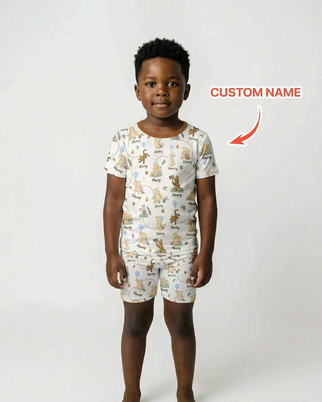 Once Upon A Bear Custom Name Bamboo Two Piece Short Sleeve Shorts Pajama Set