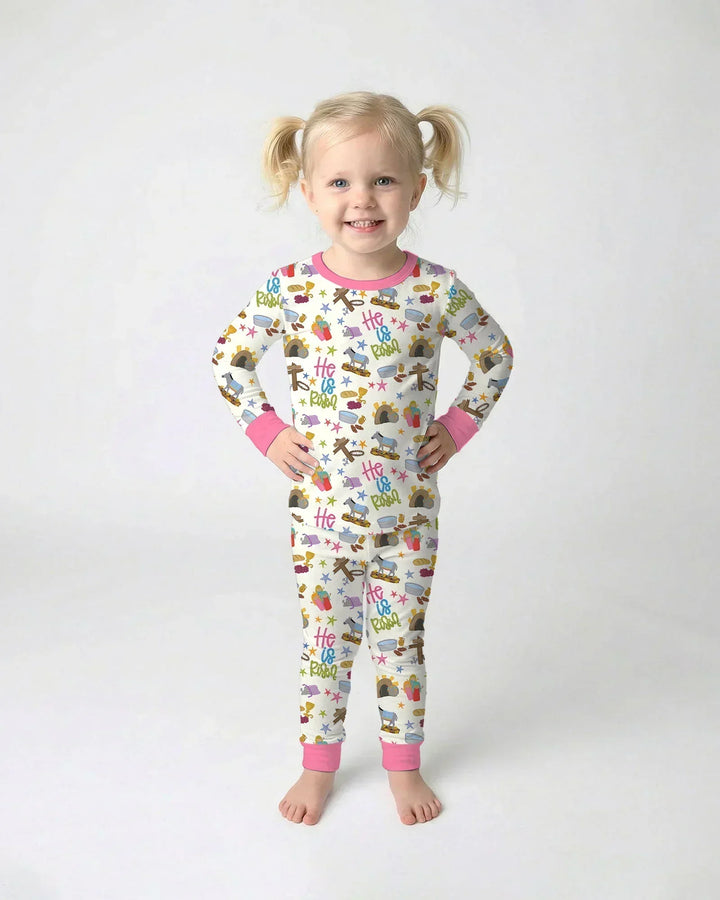 Bible Story Easter Family Matching Bamboo Two Piece Long Sleeve Pajama Set