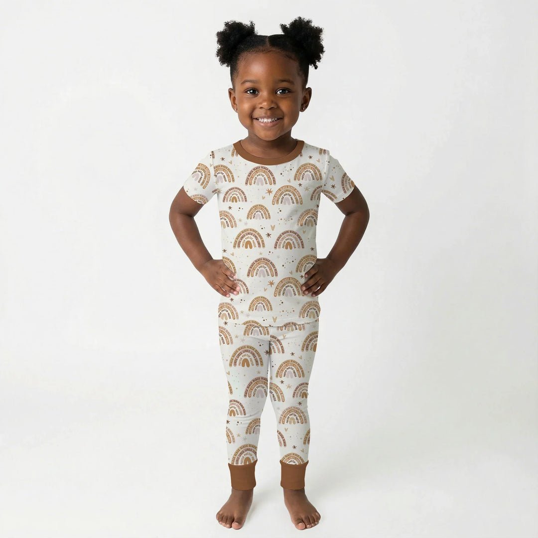 Back Lives Matter Rainbow Short Sleeve Pajama Set