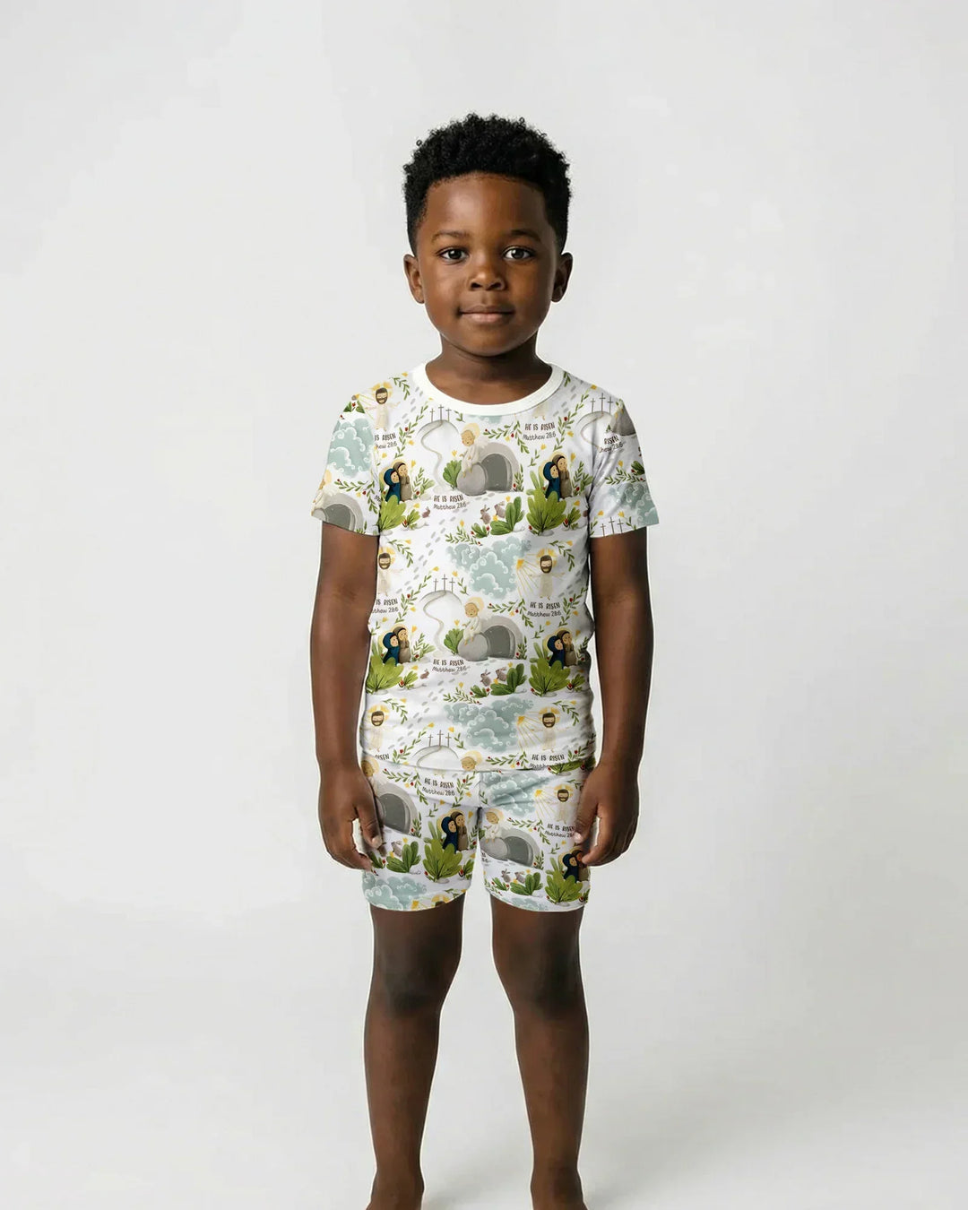 He Is Risen Two Piece Short Sleeve Shorts Pajama Set