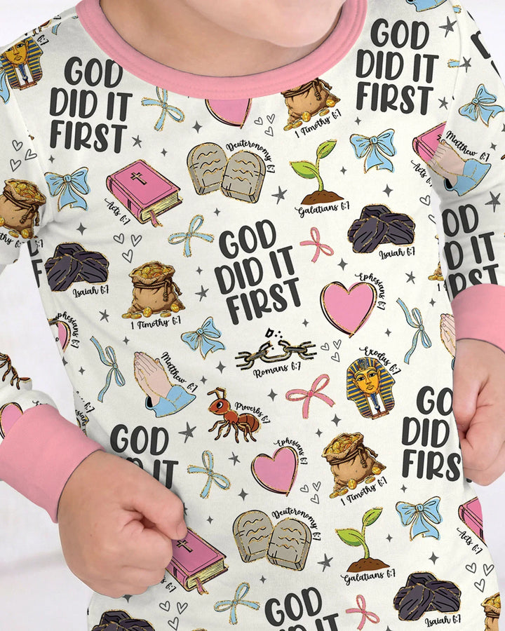 God Did It First Bamboo Two Piece Long Sleeve Pajama Set