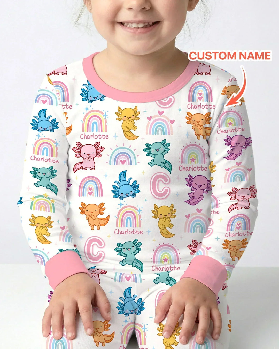 Axololt Custom Name Bamboo Two Piece Long Sleeve Pajama Set
